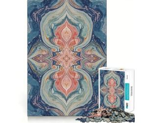 Sinfonia di marmo corallo e cobalto - Puzzle da 1000 pezzi per adulti - Gioco stimolante per la mente - Momenti di relax - Opera d'arte da collezione 38x52cm