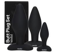 Sinful Bumbum - Set di tappi di testa in silicone di alta qualità, 3 diverse dimensioni, colore: nero