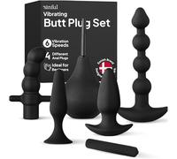 Sinful Kit per allenamento anale vibrante con 4 tappi anali in silicone per allenamento progressivo, set di giocattoli erotici per principianti, per uomini, donne e coppie, set di plug anali con