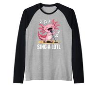 Sing-alotl Divertente Axolotl Che Canta i Fan del Karaoke Maglia con Maniche Raglan