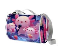 Sing Axolotl Coperta da picnic con maniglia per il trasporto, impermeabile, per spiaggia, giardino, all'aperto, lavabile, coperta da picnic e campeggio, 150 cm x 145 cm