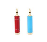 SING F LTD 2 adattatori audio da 1/4 a 3,5 mm, in lega di alluminio, placcati oro, jack da 6,35 mm a 1/8 per cuffie e altoparlanti da studio, colore: blu e rosso