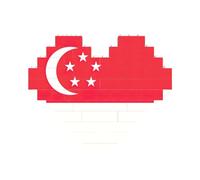 Singapore Bandiera Stampa Blocco di Mattoni Puzzle Cuore Forma di Mattone Puzzle 3D Puzzle FAI DA TE Home Decor