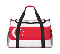 Singapore Bandiera Stampa Weekender Pernottamento Carry On Bag Duffel Bag per Viaggio Donne Uomini Palestra Bagagli Borsa Carry on, Nero , Taglia unica