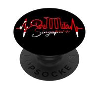 Singapore skyline Battito del cuore Asiatico Amo Singapura PopSockets PopGrip Adesivo