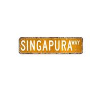 Singapura Cartello stradale in metallo con animali della giungla, 7,6 x 30,5 cm, facile da montare, arte moderna in metallo, per casa, cucina, bar, casa e strada
