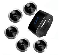 SINGCALL Cercapersone Ristorante, Sistema di Chiamata Wireless, Cercapersone Impermeabile con Cicalino per Ristorante, Hotel, Scuola,Pizzeria, 1 orologio da polso(APE6900)+5 cercapersone(APE310)