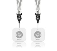 SINGCALL Pulsante di Emergenza Wireless per Anziani e Pazienti Disabili Sistema Salvavita con Allarme e Chiamata d'Emergenza Caregiver Pager Trasmettitore con Cordino Removibile, 2 Pulsanti SOS