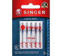 Singer Aghi per macchina da cucire in pelle, misura 90/14, 100/16-5 punti, 04740