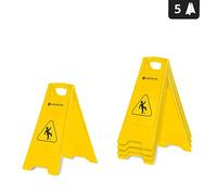 Singercon Cartello Pavimento Scivoloso Segnale Pavimento Bagnato CON.WS-01WF-SET2 (Set da 5 pezzi, Plastica, Giallo, Pieghevole)
