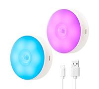 SingHong Luce Notte LED, Luce Sensore di Movimento e Luce con Magnetica Adesiva, 8 Regolazione del Colore Dell'illuminazione, Ricaricabile per Scale, Corridoio, Cucina, Garage, ecc