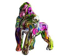SINGID Statuette colorate di gorilla, statue artistiche di King Kong, sculture dipinte a mano in resina graffiti 3D animali selvatici statue decorative per la casa e il soggiorno