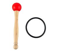 Singing Bowl Mallet with Wood Handle and Rubber Head, Percussion Stick for Crystal Singing Bowls, Clear Resonant Sound Mallet with Extra Rubber Ring for Meditation and Healing (Rossa)