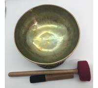 Singing Bowl Nepal - Campana tibetana fatta a mano, battuta a mano, realizzata a mano, in metallo, martellata a mano, 24 cm