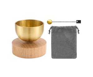 Singing Bowl - Small Wooden Base Chimes | Wooden Base Brass Singing Bowls, Stress Relief Singings Bowl Set, Sound Bath Bowls For Relaxation Yoga Chanting Mindfulness Studio Table Living Room