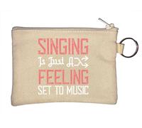 Singing is just a Feeling Set to Music Artist Slogan portachiavi portamonete beige, Beige, Taglia unica