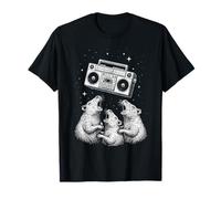 Singing Rats Retro Boombox Space Vibe 80s Party Maglietta