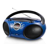 SINGING WOOD 030B Lettore CD Portatile Boombox con Bluetooth per la casa AM FM Radio Stereo, Aux Line in, Jack per Cuffie, AC supportato o Alimentato a Batteria (Starlight Blue)