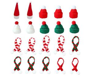 SingingWang 20 pcs Cappello Babbo Natale Mini e Sciarpa, 3 x 3 x 5 cm, Mini Cappellino Babbo Natale, Cappello Natalizi Piccolo, Decorazioni Natalizie, per Elfo, Elfi