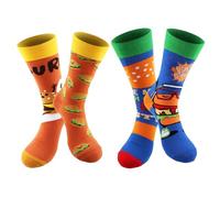 SingingWang Calzini Uomo Corti, Calzini Donna, Calze Simpatiche Uomo, Calze Termiche Donna, Happy Socks, Confezione 2 Paia Morbidi Traspiranti, Design Divertenti di Cibo Unisex, Taglia universale