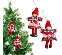 SingingWang Decorazioni Albero di Natale Ciondoli, 2 Pezzi Pigne Piccolo Gnomo Pendenti, Ornamento Natalizio da Appendere, Fatte A Mano Bambola Folletto di Natale, Decorazioni Natalizie per la Cas