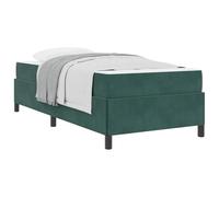 Single Bed Frame Dark Green 80 x 200 cm Fabric Upholstered with Mattress Included Engineered Wood Slatted Base Sturdy Support Modern Minimalist Design for Bedroom Guest Room Easy Assembly