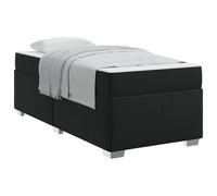 Single Bed Frame with Mattress Set 90x190 cm Black Fabric Upholstered Platform Base with Wooden Slats, Medium Firm Pocket Spring Mattress Included, Modern Design for Durable 140 kg Weight Capacity