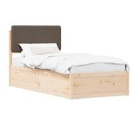 Single Bed Frame with Upholstered Headboard 90x190 cm Solid Pine Wood Modern Buttonless Design Soft Padded Headrest Washable Cover Easy Assembly No Box Spring Needed Bedroom Furniture Talpa