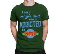 Single Dad Addicted Ever Father Day T-Shirt Caring Dad Daddy Maglietta da...