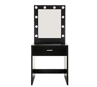 Single Drawer Dresser with Light Cannon And Large Mirror Black Warm Light (Black2)