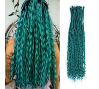 Single Dreadlock Extensions 24 Inch Castleton Green Dreads Set Synthetic Boho Braids Curly Hippie Style Dreads 30 Strands Handmade Dreads(24Inch Boho,1BD#)