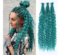 Single Dreadlock Extensions 24 Inch Castleton Green Dreads Set Synthetic Curly Ends Hippie Style Boho Wavy Dreads 30 Strands Handmade Dreads(24Inch Curly,BD#)