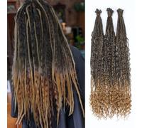 Single Dreadlock Extensions 24 Inch Natural Black to Light Brown Dreads Set Synthetic Boho Braids Curly Hippie Style Dreads 30 Strands Handmade Dreads(24Inch Boho,1B/27#)