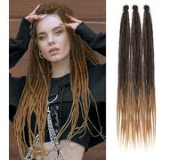 Single Dreadlock Extensions 24 Inch Natural Black to Light Brown Dreads Set Synthetic Hippie Style Dreads 30 Strands Handmade Dreads(24Inch Straight,1B/27#)