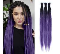 Single Dreadlock Extensions 24 Inch Natural Black to Purple Dreads Set Synthetic Hippie Style Dreads 30 Strands Handmade Dreads(24Inch Straight,1B/Purple#)