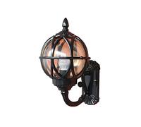 Single Head Round Ball European Style Retro Outdoor Wall Sconces Ip54 Waterproof Wall Lights Glass Spherical Shade Wall Lamp Fixture For Porch Doorway Patio Lighting/Black/22 * 38Cm