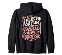 Single I Flirt for Fun And Panic When It Works Incontri Joke Felpa con Cappuccio