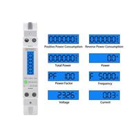 Single Phase Backlight Wattmeter Power LCD Digital Display Consumption Meter KWh110V 220VAC 50/60Hz Watt Din Rail Meter AUOQKQUT(DDS661-220V)
