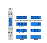 Single Phase Backlight Wattmeter Power LCD Digital Display Consumption Meter KWh110V 220VAC 50/60Hz Watt Din Rail Meter EKFBQBGW(DDS661-RS485-220V)