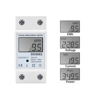 Single Phase LCD Digital Meter Reset Zero kWh Voltage Current Power Consumption Counter Wattmeter 220V Din Rail NWPNLXEA(DDS662,220V)