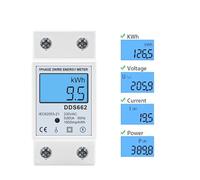 Single Phase LCD Digital Meter Reset Zero kWh Voltage Current Power Consumption Counter Wattmeter 220V Din Rail NWPNLXEA(DDS662 Backlight,110V)
