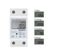 Single Phase LCD Digital Meter Reset Zero kWh Voltage Current Power Consumption Counter Wattmeter 220V Din Rail MQXFCZUX(DDS662,220V)