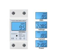Single Phase LCD Digital Meter Reset Zero kWh Voltage Current Power Consumption Counter Wattmeter 220V Din Rail AUOQKQUT(DDS662 backlight,110V)