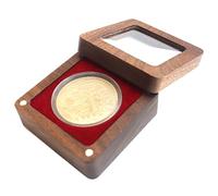 Single Pin Display Case - Badge Boxes, Solid Wood Coin Collectible Holders, Elegant Velvet Padded Protection Trays, Small Square Accessory Holders - For New Year Easter Hobbyist Room