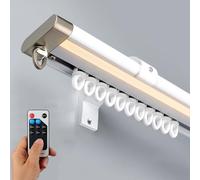 Single Row Curtain Tracks With Adjustable Lights, Heavy Duty Drop Rails, Aluminum Alloy Ceiling Drape Track Set(White wall,2.2m/7.22ft)
