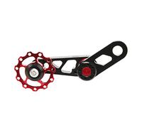 Single Speed Chain Tensioner Aluminum Alloy Folding Bicycle Chain Stabilizer Single Speed Folding Bicycle Chainspring Tensioner Prevents Chainspring from Slipping Black (Red)