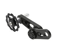 Single Speed Chain Tensioner Aluminum Alloy Folding Bicycle Chain Stabilizer Single Speed Folding Bicycle Chainspring Tensioner Prevents Chainspring from Slipping Black (Black)