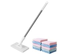 Single Time Mop - di pulizia a manico lungo, bastone per la pulizia | per pavimenti umidi e asciutti, polvere, di animali, spazzare, rotazione a 360 gradi, casa, ufficio, cucina, facile e