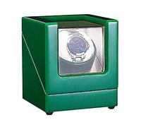 Single Watch Winder Box for Automatic Watch Soft Flexible Watch Pillows Piano Paint Finish Dual Power Supply Quiet Motor (Green)