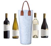 Single Wine Bag, Felt Wine Carrier, 12.8x4.13x4.13 Inch Reusable Insulated Design, Portable Handle, Thermal Bottle Holder for Parties, Weddings, and Travel